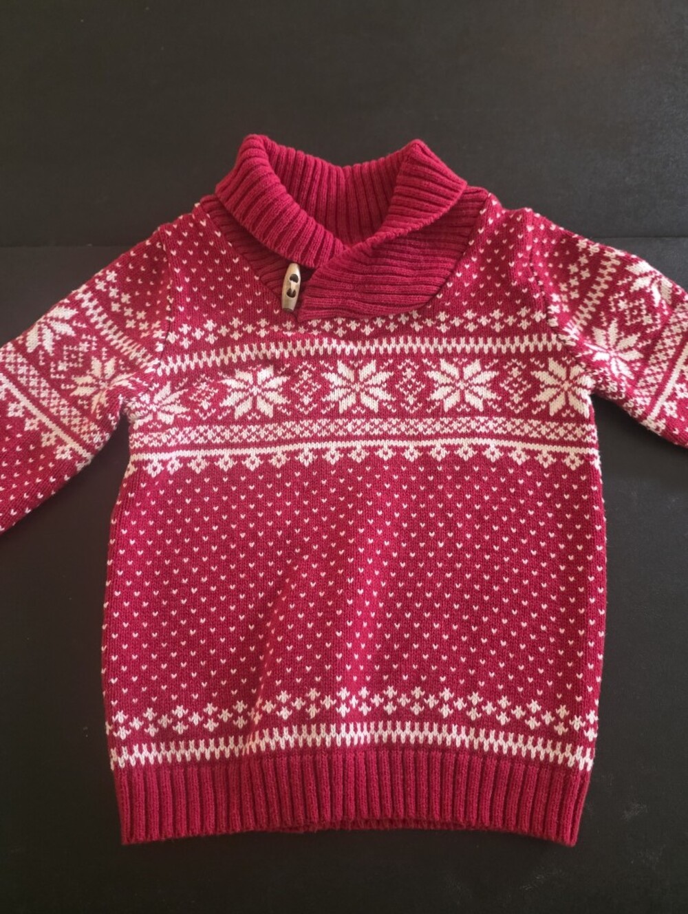 Tahari Red and White Fair Isle Turtleneck Sweater